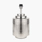 Zuri Shiny Silver Metal Pot Table Lamp Base with Lino 40cm White Self Lined Linen Cylinder Lampshade