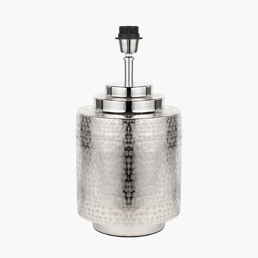 Zuri Shiny Silver Metal Pot Table Lamp Base