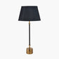 Antoine Black Croc and Antique Brass Metal Table Lamp Base with Lyndon 35cm Black Silk Mix Knife Pleat Tapered Lampshade