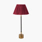 Antoine Black Croc and Antique Brass Metal Table Lamp Base with Malia 35cm Mulberry Red Mushroom Pleat Scalloped Tapered Lamp Shade