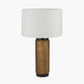 Aurelio Brass and Black Metal Textured Table Lamp Base with Lino 35cm White Self Lined Linen Cylinder Lampshade