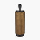 Aurelio Brass and Black Metal Textured Table Lamp Base with Lino 35cm White Self Lined Linen Cylinder Lampshade
