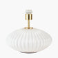 Emilia White Ribbed Glass and Gold Metal Oval Table Lamp Base with Zara 35cm Black Silk Lined Cylinder Lampshade