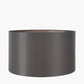 Emilia White Ribbed Glass and Gold Metal Oval Table Lamp Base with Zara 35cm Steel Grey Silk Lined Cylinder Lampshade