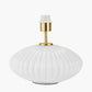 Emilia White Ribbed Glass and Gold Metal Oval Table Lamp Base