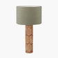 Aurelia Embossed Natural Wood Tall Table Lamp Base with Edward 35cm Pistachio Green Linen Cylinder Lampshade