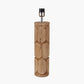 Aurelia Embossed Natural Wood Tall Table Lamp Base with Lino 35cm White Self Lined Linen Cylinder Lampshade