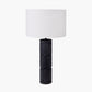 Aurelia Embossed Black Wood Tall Table Lamp Base with Lino 35cm White Self Lined Linen Cylinder Lampshade