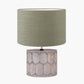 Cezara Embossed Grey Wood Wide Table Lamp Base with Edward 35cm Pistachio Green Linen Cylinder Lampshade
