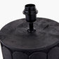 Cezara Embossed Black Wood Wide Table Lamp Base with Lino 35cm Black Self Lined Linen Cylinder Lampshade