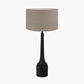Marin Black Wood Tall Neck Table Lamp Base with Edward 40cm Natural Linen Cylinder Lampshade