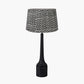 Marin Black Wood Tall Neck Table Lamp Base with Vienna 40cm Black Chevron Mushroom Pleat Lampshade