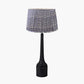 Marin Black Wood Tall Neck Table Lamp Base with Vienna 40cm Blue Chevron Mushroom Pleat Lampshade