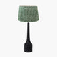 Marin Black Wood Tall Neck Table Lamp Base with Vienna 40cm Forest Green Chevron Mushroom Pleat Lampshade