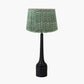 Marin Black Wood Tall Neck Table Lamp Base with Vienna 40cm Forest Green Chevron Mushroom Pleat Lampshade