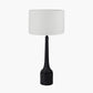 Marin Black Wood Tall Neck Table Lamp Base with Lino 40cm White Self Lined Linen Cylinder Lampshade