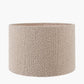 Nelu Grey Engraved Wood Dome Table Lamp Base with Rouen 35cm Taupe Boucle Cylinder Lampshade
