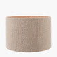 Nelu Grey Engraved Wood Dome Table Lamp Base with Rouen 35cm Taupe Boucle Cylinder Lampshade