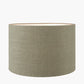 Nelu Natural Engraved Wood Dome Table Lamp Base with Edward 35cm Pistachio Green Linen Cylinder Lampshade