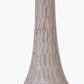Ioan Grey Engraved Wood Bottle Table Lamp Base with Izara 40cm Cinnamon Ikat Patterned Mushroom Pleat Tapered Lampshade