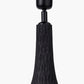 Ioan Black Engraved Wood Bottle Table Lamp Base with Izara 40cm Ocean Blue Ikat Patterned Mushroom Pleat Tapered Lampshade