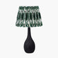 Ioan Black Engraved Wood Bottle Table Lamp Base with Izara 40cm Racing Green Ikat Patterned Mushroom Pleat Tapered Lampshade