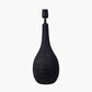Ioan Black Engraved Wood Bottle Table Lamp Base with Lino 40cm White Self Lined Linen Cylinder Lampshade