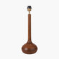 Toma Oiled Wood Tall Neck Table Lamp Base with Henry 40cm Tobacco Handloom Cylinder Lampshade