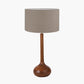 Toma Oiled Wood Tall Neck Table Lamp Base with Edward 35cm Natural Linen Cylinder Lampshade