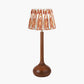 Toma Oiled Wood Tall Neck Table Lamp Base with Izara 35cm Cinnamon Ikat Patterned Mushroom Pleat Tapered Lampshade