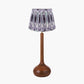 Toma Oiled Wood Tall Neck Table Lamp Base with Izara 35cm Lilac Ikat Patterned Mushroom Pleat Tapered Lampshade