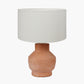 Inna Natural Urn Terracotta Table Lamp Base with Henry 35cm White Handloom Cylinder Lampshade