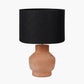 Inna Natural Urn Terracotta Table Lamp Base with Lino 35cm Black Self Lined Linen Cylinder Lampshade