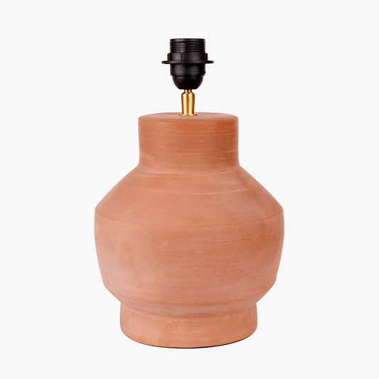 Inna Natural Urn Terracotta Table Lamp Base with Lino 35cm Black Self Lined Linen Cylinder Lampshade