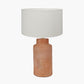 Sierra Natural Tall Ribbed Terracotta Table Lamp Base with Henry 35cm White Handloom Cylinder Lampshade