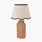 Sierra Natural Tall Ribbed Terracotta Table Lamp Base with Tabitha 35cm Cream Jute Scalloped Edge Tapered Lamp Shade with Contrast Binding