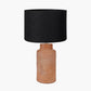 Sierra Natural Tall Ribbed Terracotta Table Lamp Base with Lino 35cm Black Self Lined Linen Cylinder Lampshade
