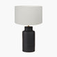 Sierra Black Tall Ribbed Terracotta Table Lamp Base with Henry 35cm White Handloom Cylinder Lampshade