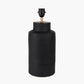 Sierra Black Tall Ribbed Terracotta Table Lamp Base with Lino 35cm White Self Lined Linen Cylinder Lampshade