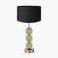 Sofia Sage and Silver Enamel 3 Ball Table Lamp Base with Harry 35cm Black Cotton Mix Cylinder Lampshade