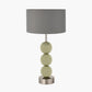Sofia Sage and Silver Enamel 3 Ball Table Lamp Base with Harry 35cm Steel Grey Cotton Mix Cylinder Lampshade