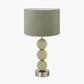 Sofia Sage and Silver Enamel 3 Ball Table Lamp Base with Edward 35cm Pistachio Green Linen Cylinder Lampshade