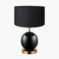 Sofia Black and Gold Enamel Table Lamp Base with Harry 35cm Black Cotton Mix Cylinder Lampshade