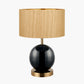 Sofia Black and Gold Enamel Table Lamp Base with Stellan 35cm Gold Slubbed Silk Mix Gold Lined Cylinder Lampshade