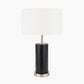 Laurence Black Croc Leather and Silver Cylindrical Table Lamp Base with Henry 35cm White Handloom Cylinder Lampshade