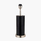 Laurence Black Croc Leather and Silver Cylindrical Table Lamp Base