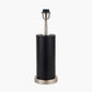 Laurence Black Croc Leather and Silver Cylindrical Table Lamp Base