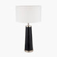 Laurence Black Croc Leather and Silver Table Lamp Base with Henry 40cm White Handloom Cylinder Lampshade