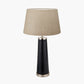 Laurence Black Croc Leather and Silver Table Lamp Base with Milos 35cm Natural Linen Tapered Lampshade