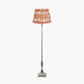 Canterbury Antique Silver Metal Floor Lamp Base with Izara 45cm Cinnamon Ikat Patterned Mushroom Pleat Tapered Lampshade